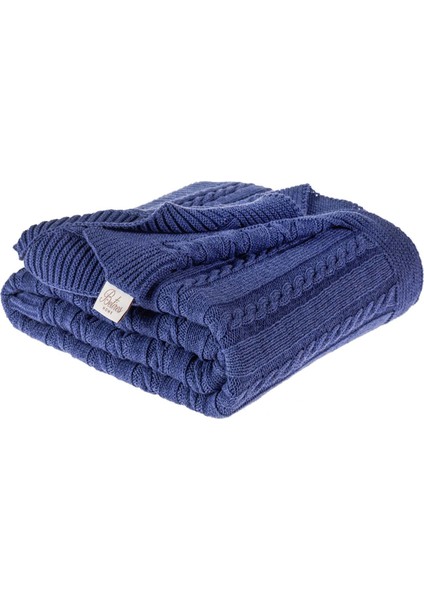 Örgü Koltuk Şalı 130 x170 cm İndigo