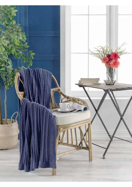 Örgü Koltuk Şalı 130 x170 cm İndigo fiyatları