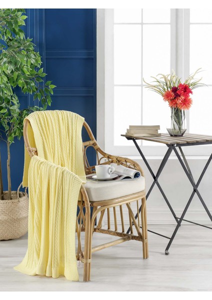 Örgü Koltuk Şalı 130 x 170 cm Sarı fiyatları