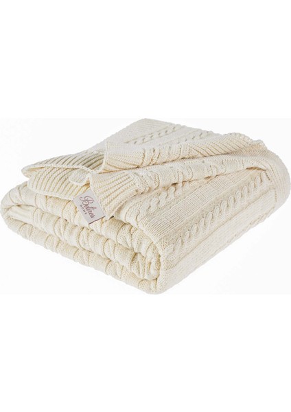 Örgü Koltuk Şalı 130 x 170 cm Naturel