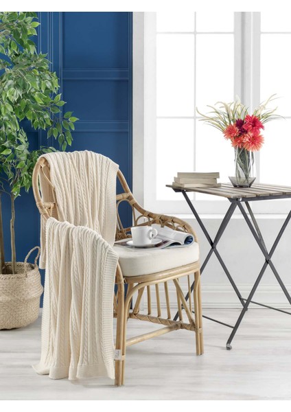 Örgü Koltuk Şalı 130 x 170 cm Naturel fiyatları