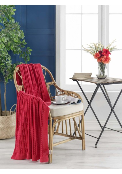 Örgü Koltuk Şalı 130 x 170 cm Kırmızı fiyatları