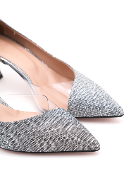 353 Platin Simli Topuklu Kadın Ayakkabı Zarif Tasarım Şık Gece ve Davetler İçin modelleri