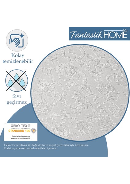 Elyaf Astarlı Pvc Masa Örtüsü Silinebilir Sıvı Geçirmez Leke Tutmaz Çiçekli Kabartma Desenli Beyaz modelleri