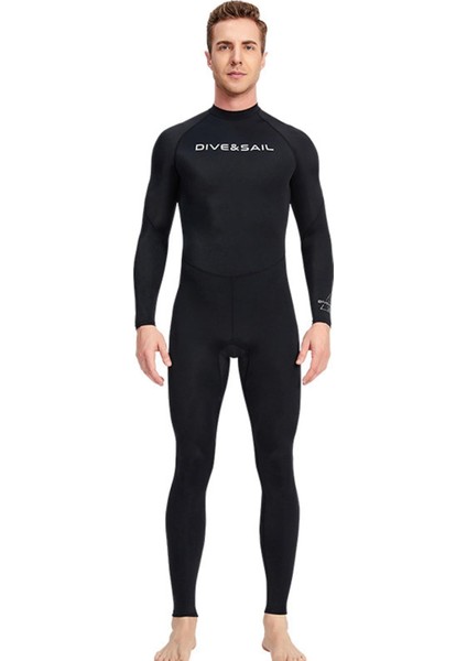 Premium Dalış Wetsuit Uzun Kollu Siyah Tam Vücut Dalış Suit Mayo M