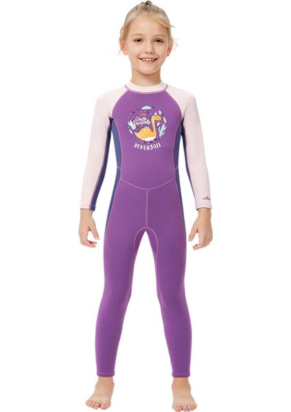 Çocuklar 2.5mm Wetsuit Sıcak Tam Boy Erkek Kız Neopren Mayo Tam Vücut S