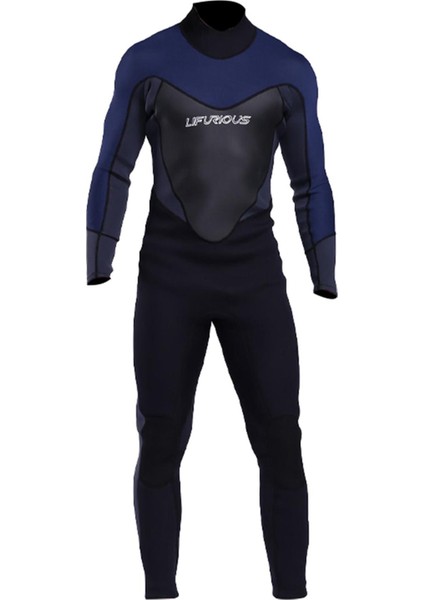 Erkek Wetsuit, 3mm Neopren Tam Vücut Uzun Kollu Dalış Sırt Fermuar L