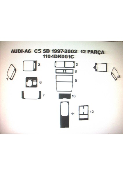 Audi A6 1997/2002 Arası 12 Parça Karbon Desen Torpido Kaplama