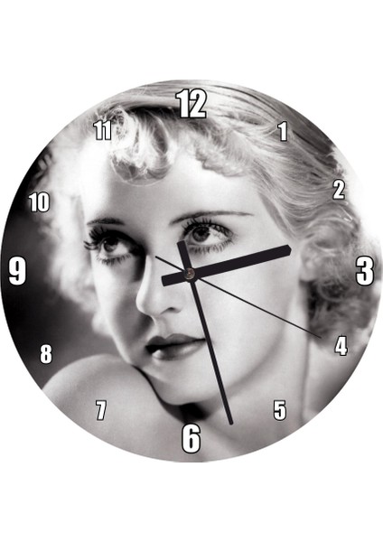 Cakatablo Bette Davis Hollywood Aktris Duvar Saati (Çap 50X50 cm )