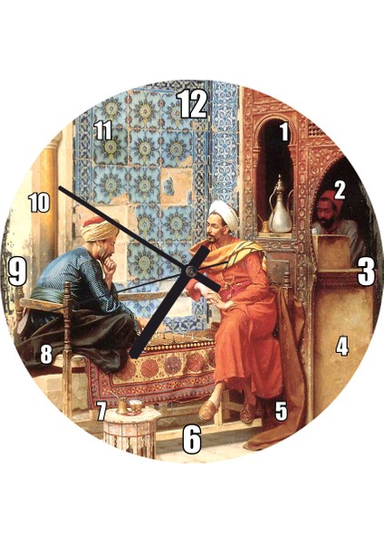 Cakatablo Osmanlıda Kahvehane Börseli Duvar Saati (Çap 50X50 cm )