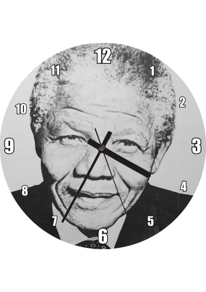 Cakatablo Nelson Mandela Duvar Saati (Çap 50X50 cm )