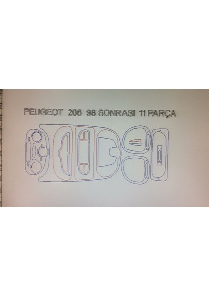 Peugeot 206 1998 Sonrası 11 Parça Maun Torpido Kaplama