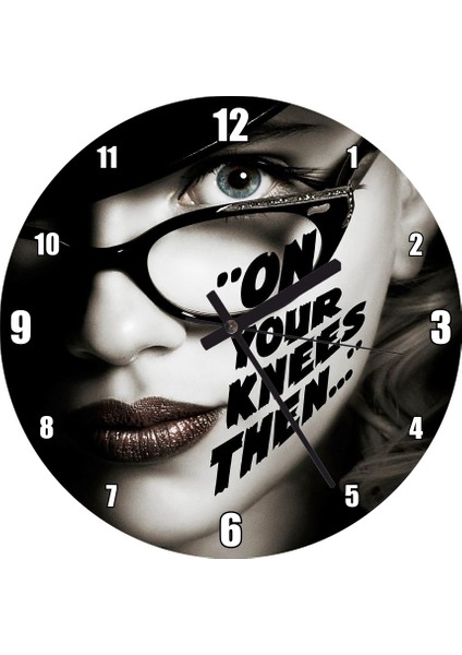 Cakatablo Scarlett Johannson Görseli Duvar Saati (Çap 30X30 Cm)