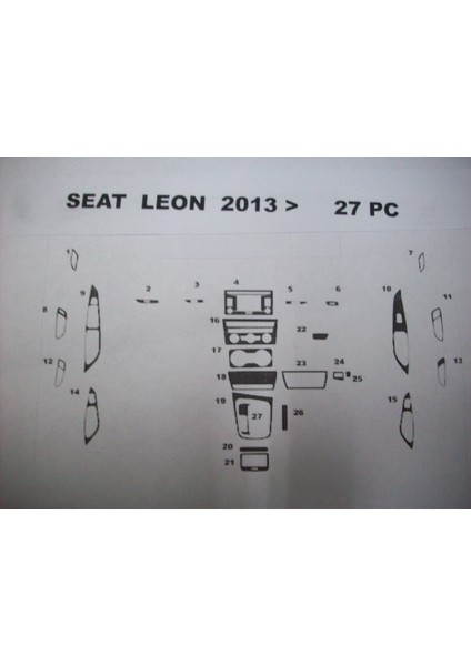 Seat Leon 2013 Sonrası 27 Parça Torpido Kaplama Karbon