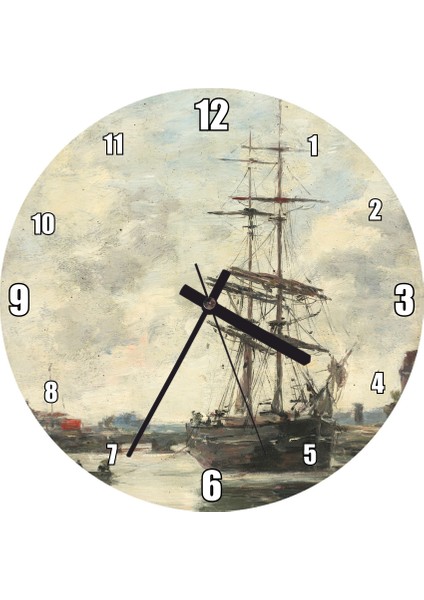 Cakatablo Yelkenli Tekne ve Sandalı Duvar Saati (Çap 30X30 Cm)