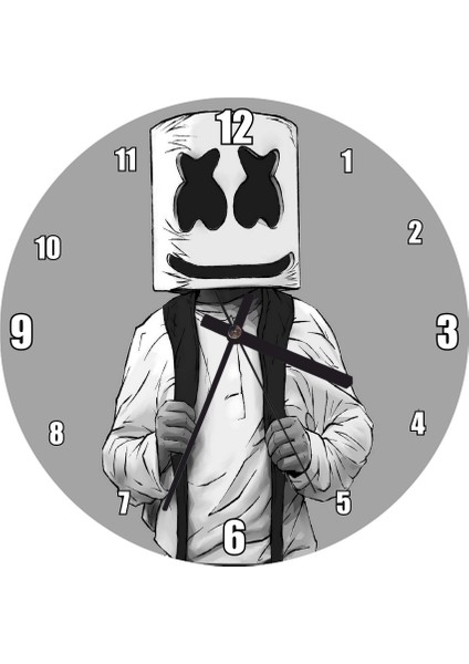 Cakatablo Marshmello Animasyon Görseli Duvar Saati (Çap 30X30 Cm)