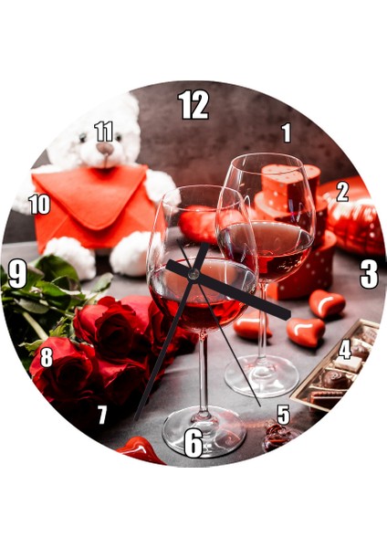 Cakatablo Romantik Buluşma Gecesi Görseli Duvar Saati (Çap 30X30 Cm)