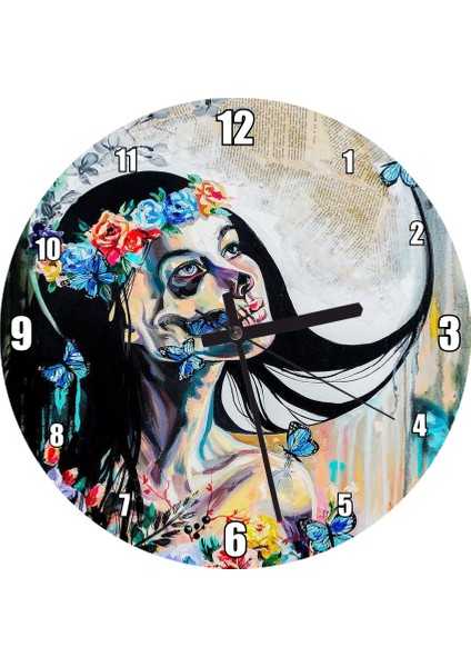 Cakatablo Gerçeküstü Resimler Zodyak Başak Burcu Görseli Duvar Saati (Çap 30X30 Cm)