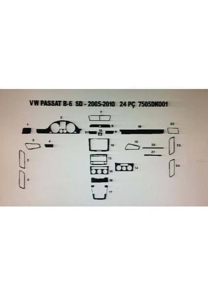 Wolkswagen Passat 2006 Sonrası 21 Parça Karbon Desen Torpido Kaplama