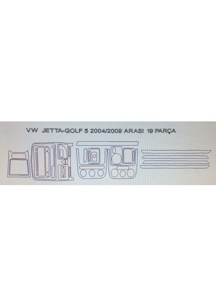Wolkswagen Golf 5 2004-2009 Arası 19 Parça Maun Torpido Kaplama