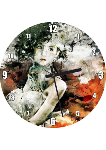 Cakatablo Dijital Resim Zarif Genç Kız Görseli Duvar Saati (Çap 50X50 cm )