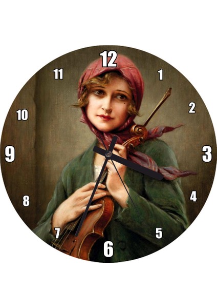 Cakatablo François Martin Kavel Fransa 1861 1931 Catherine La Rose Duvar Saati (Çap 30X30 Cm)