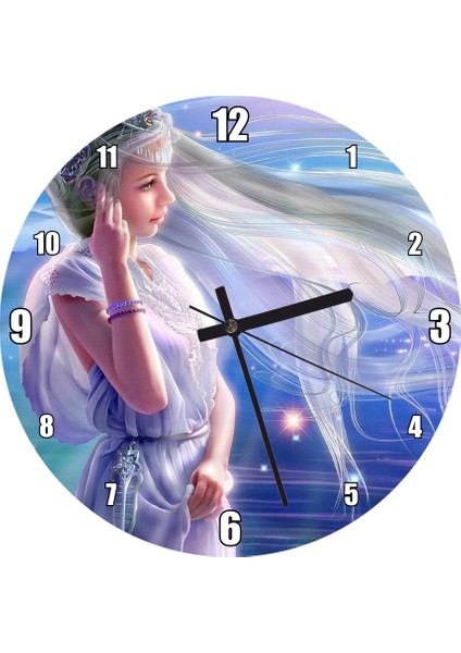 Cakatablo Perisi ve Arkaplanda Yıldızlar Görseli Duvar Saati (Çap 50X50 cm )