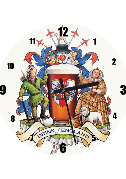 Cakatablo Bombardier Ingiliz Içeçeği Duvar Saati Duvar Saati (Çap 50X50 cm )