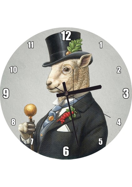 Cakatablo Elit Ingiliz Koyunu Duvar Saati (Çap 50X50 cm )