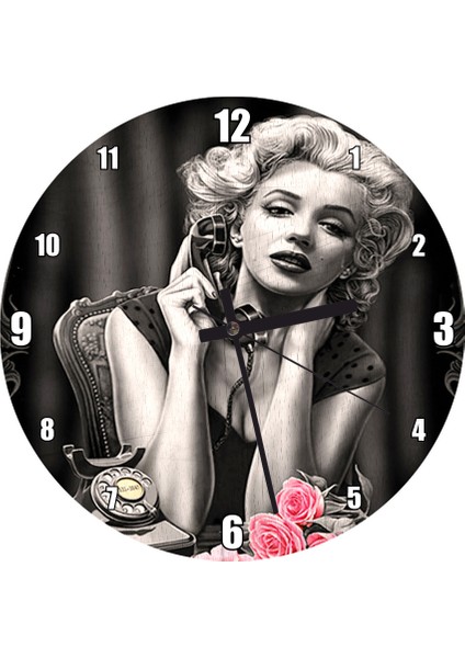 Cakatablo Telefonda Marilyn Monroe Duvar Saati (Çap 50X50 cm )