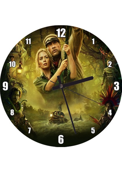 Cakatablo Jumanji Emily Blunt Dwayne Johnson Duvar Saati (Çap 50X50 cm )
