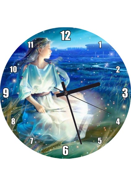 Cakatablo Perisi ve Buğday Başakları Görseli Duvar Saati (Çap 50X50 cm )