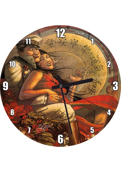 Cakatablo Denizcinin Aşkı Duvar Saati Duvar Saati (Çap 30X30 Cm)