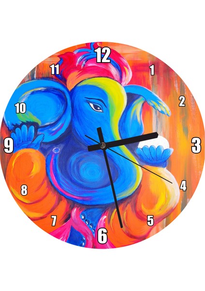 Cakatablo Mutlu Ganesh Chaturthi 2010 Duvar Saati (Çap 50X50 cm )