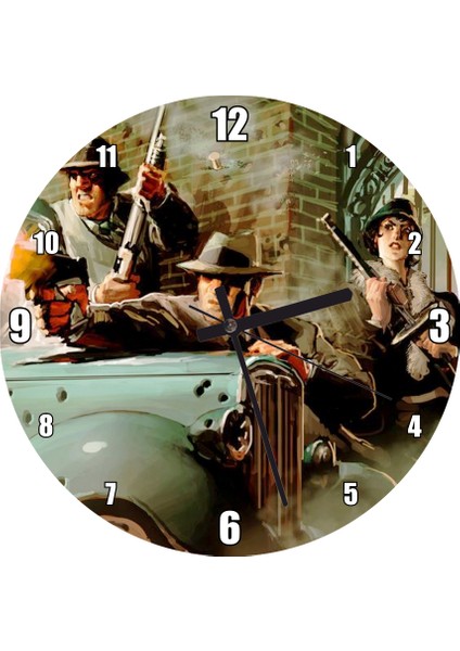 Cakatablo Amerikası Mafya Çatışması 1930'LAR Duvar Saati (Çap 50X50 cm )