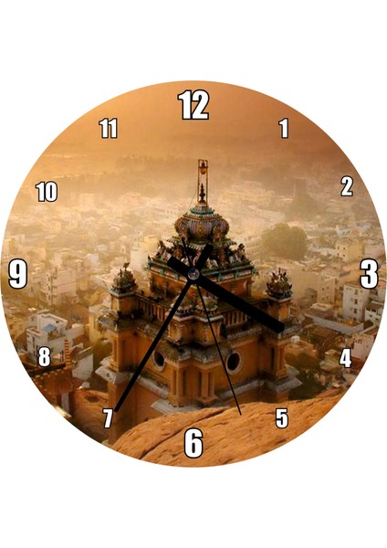 Cakatablo Sisler Içindeki Hindistan Duvar Saati (Çap 30X30 Cm)