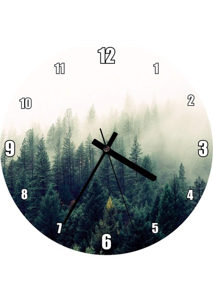 Cakatablo Sisler Içindeki Yemyeşil Orman Duvar Saati (Çap 50X50 cm )