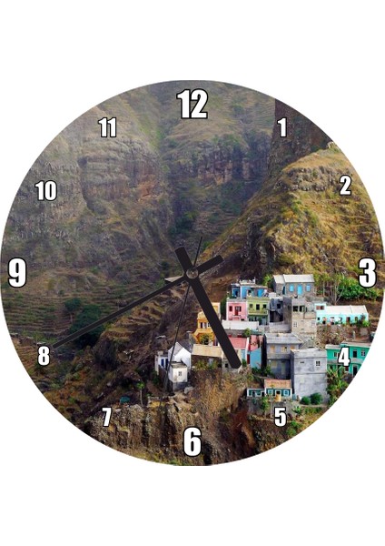 Cakatablo Gine Bissau Dağ Köyü Duvar Saati (Çap 30X30 Cm)