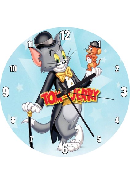 Cakatablo Tom ve Jerry Görsel Afişiduvar Saati (Çap 30X30 Cm)