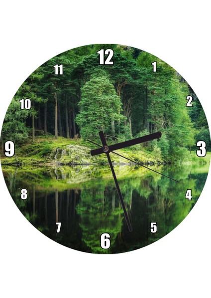 Cakatablo Su ve Yeşilin Inanılmaz Buluşması Görseli Duvar Saati (Çap 50X50 cm )