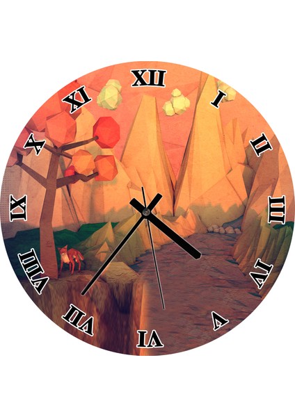 Cakatablo Prizmatik Doğa Görseli Duvar Saati (Çap 30X30 Cm)