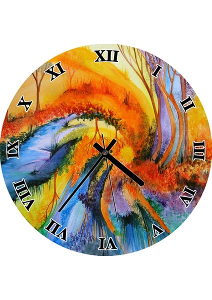 Cakatablo Fantastik Doğa Görseli Duvar Saati (Çap 50X50 cm )