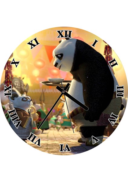 Cakatablo Kung Fu Panda Tatili Duvar Saati (Çap 30X30 Cm)