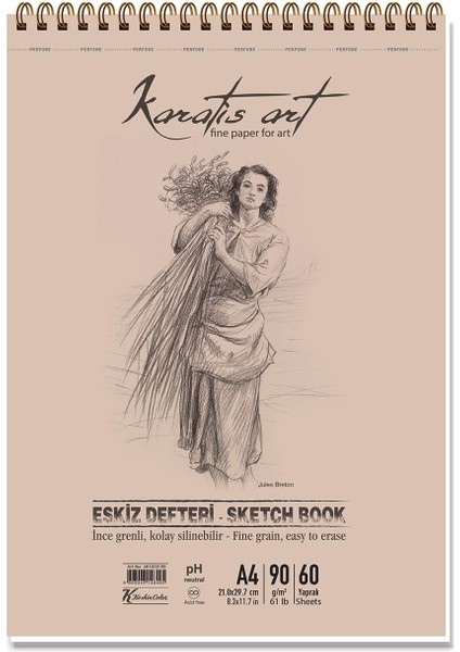 A4 Spiralli Eskiz Blok 90GR/60 Yaprak