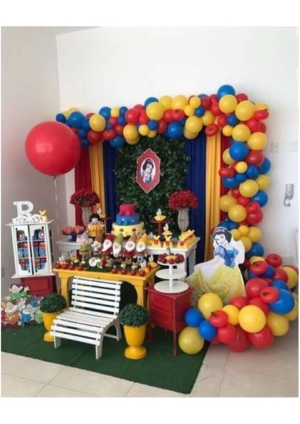 Pamuk Prenses Doğum Günü 100 Adet Metalik Balon ve Balon Zinciri 100 Adet Konsept Parti