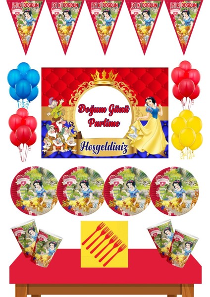 Pamuk Prenses Parti Malzemeleri 24 Kişilik 50X70 cm Afişli Set