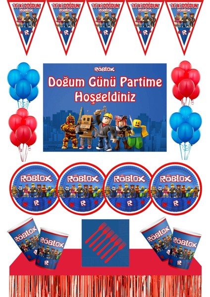 Roblox Parti Malzemeleri 8 Kişilik Afişli Masa Etekli Set