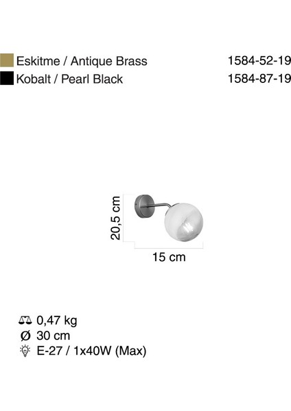 Pellaro Teklı Kobalt Aplık 1XE27