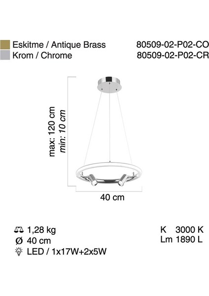 Proves Ledlı Antik Lak Sarkıt 15W+10W 3000K