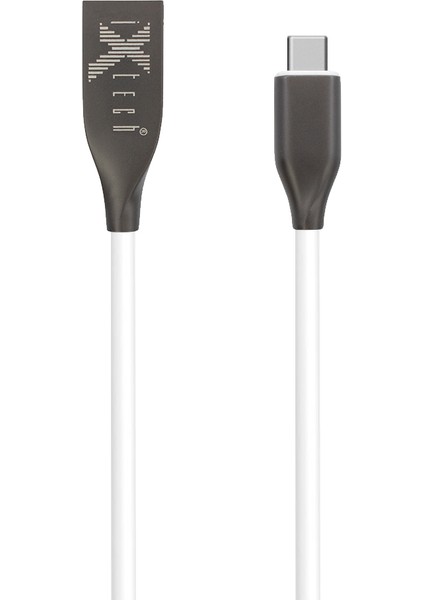Type-C Girişli Silikon Kablo USB Şarj Kablosu 1mt Beyaz IX-UC008